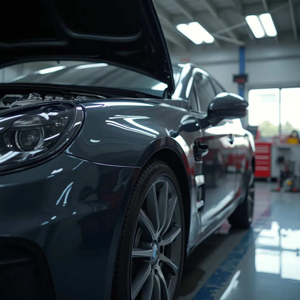Customer receiving serviced vehicle